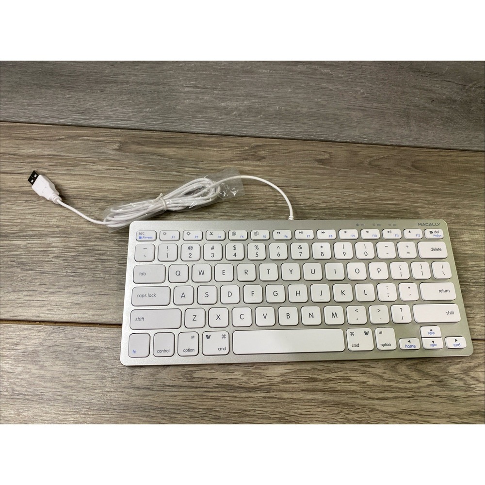 Macally SLIMKEYCA Wired‎ USB Keyboard Mac Silver White Excellent Compact Design